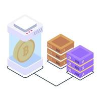 Client server in isometric style icon, blockchain technology vector