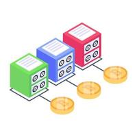 Client server in isometric style icon, blockchain technology vector