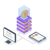 Client server in isometric style icon, blockchain technology vector