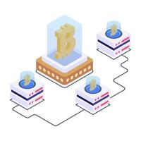 Client server in isometric style icon, blockchain technology vector