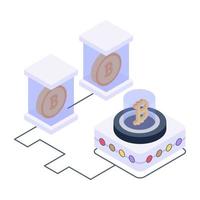 Client server in isometric style icon, blockchain technology vector