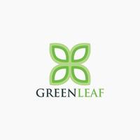 Green Leaf Vector Logo Design Minimal Template