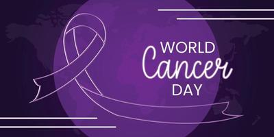 World Cancer Day Banner Template with Purple Ribbon vector