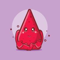 sad blood drop character mascot isolated cartoon in flat style design vector