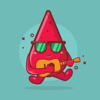 cute blood drop character mascot playing guitar isolated cartoon in flat style design vector