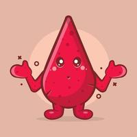 mascota de personaje de gota de sangre kawaii con gesto confuso dibujos animados aislados en diseño de estilo plano vector