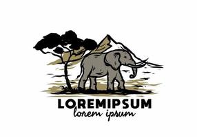 Big elephant illustration drawing with lorem ipsum text vector