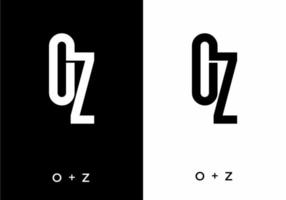 Black and white color of OZ initial letter vector