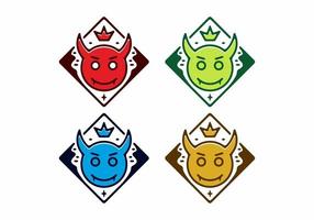 Colorful line art drawing of devil head vector