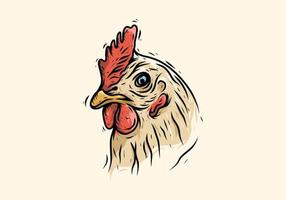 Colorful line art drawing of rooster vector