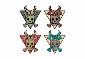 Colorful vintage illustration of skull with horn vector