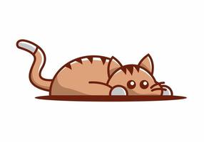 Cute brown lazy cat illustration vector