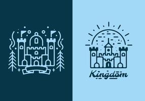 Dark and bright color of kingdom castle line art vector