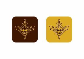 Dark and bright brown color of skull head illustration icon vector