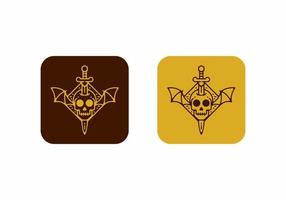 Dark and bright brown color of skull head illustration icon vector