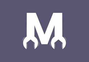 M initial letter with wrench shape vector