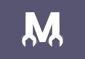 M initial letter with wrench shape vector