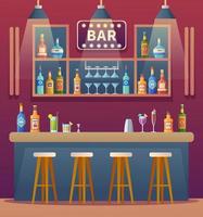 Bar counter interior design cartoon illustration