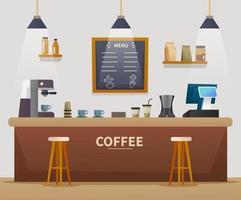 Coffee shop interior cartoon illustration vector