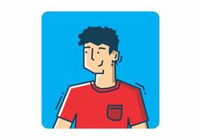 Stiff guy wearing red shirt vector