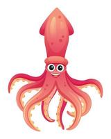 Cute squid cartoon illustration isolated on white background vector