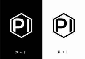 color blanco y negro de la letra inicial pi vector