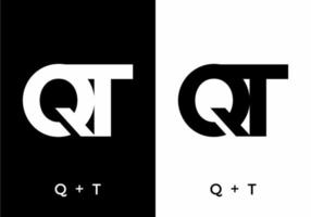 Black and white color of QT initial letter vector