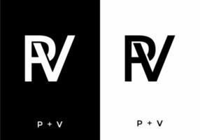 Black and white color of PV initial letter vector