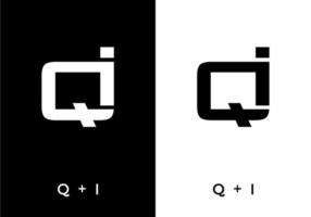 color blanco y negro de la letra inicial qi vector