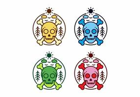 Colorful flat illustration of skeleton head and bone vector