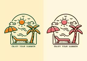 Colorful flat line art illustration of summer vibes vector