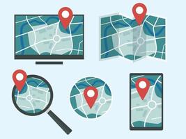 Maps and navigation detailed full color vector