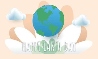 Earth Day banner or poster background with paper cut clouds vector