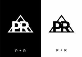 Black and white color of PR initial letter vector