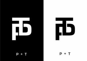 Black and white color of PT or TP initial letter vector