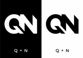 Black and white color of QN initial letter vector