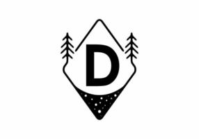 Black line art badge with pine trees and D letter vector