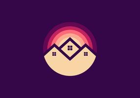 Circle house with colorful background logo vector
