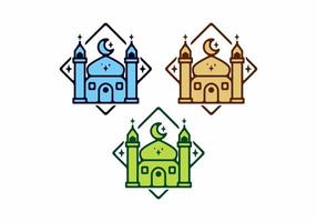 Colorful Big Mosque flat illustration ramadan theme vector