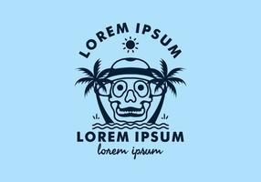 relájate en el arte lineal de la playa con el texto de lorem ipsum vector