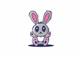 Cute grey pink rabbit illustration vector