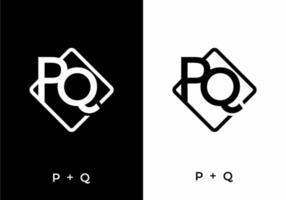 Black and white color of PQ initial letter vector