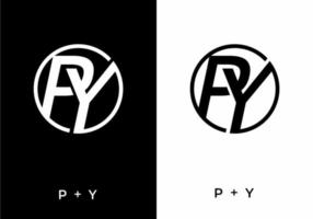 Black and white color of PY initial letter vector