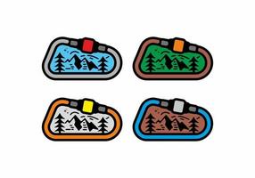 Colorful carabiner mountain badge illustration vector