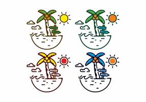 Colorful flat illustration of beach and coconut trees vector