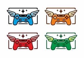 Colorful flat illustration of joystick with wings vector