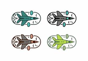 ilustración de arte de línea colorida de jet volador vector