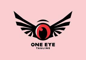 Stiff art style of red eye with wings vector