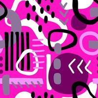 PINK SEAMLESS VECTOR BACKGROUND WITH MULTICOLORED ABSTRACT ELEMENTS