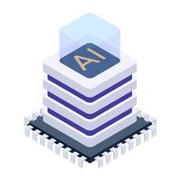 Ai technology in isometric style icon, editable vector